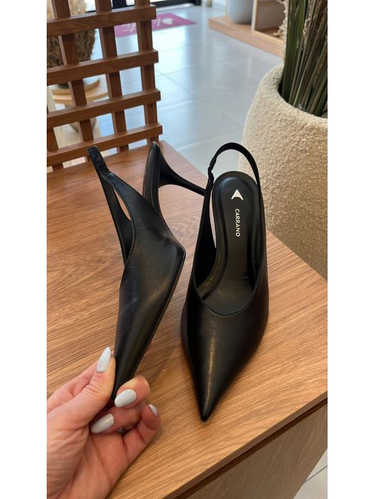Scarpin Carrano Slingback Salto Fino Couro Preto 1... - CS BY KATI