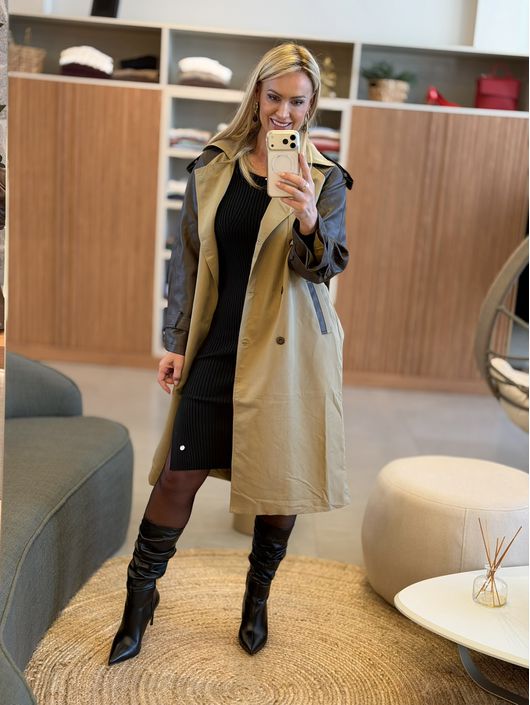 Sobretudo Lez a Lez De Mangas Longas Com Faixa Beg... - CS BY KATI