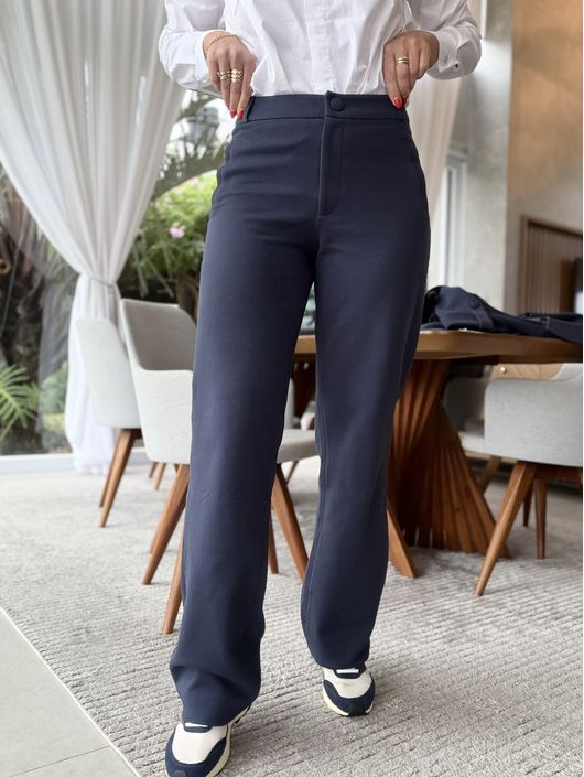 Calça Vanews Reta Madri Azul Marinho 1402 - K12503... - CS BY KATI