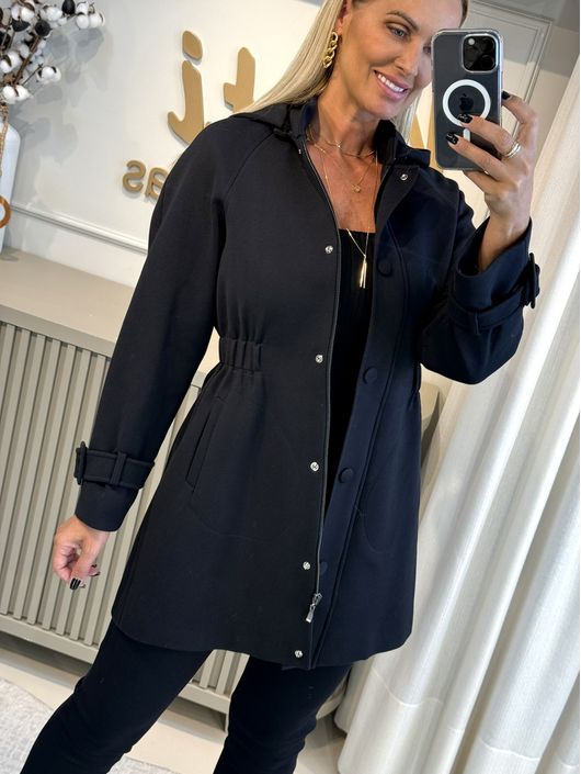 Parka Vanews Em Ponto Roma Com Capuz Preto - K1430... - CS BY KATI