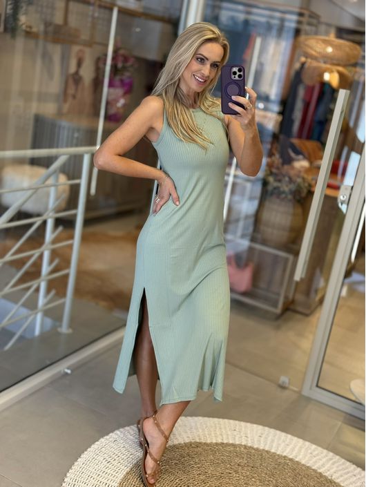 Vestido Youbasic Canelado Zurique Verde Fiji 1909 ... - CS BY KATI