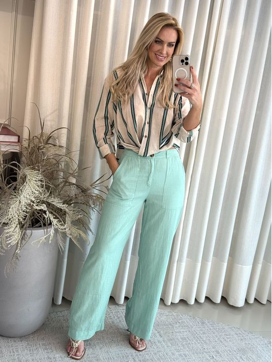 Camisa De Mangas Longas Com Gola Padre E Nó Barra ... - CS BY KATI
