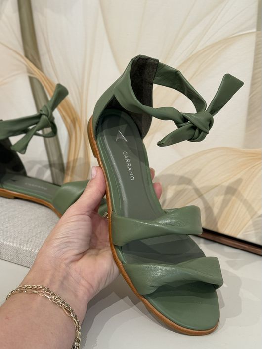 Sandália Carrano Flat Twist Lace Verde Sage 1609 -... - CS BY KATI