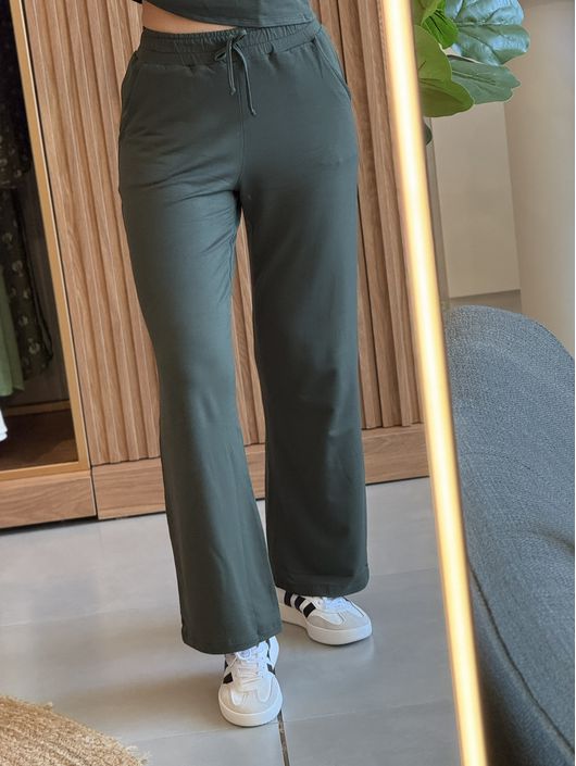 Calça Youbasic Reta Com Amarração Na Cintura Verde... - CS BY KATI