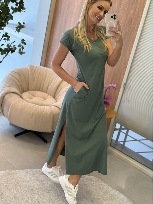 Vestido Youbasic Longo Verde 0310 - K0210YB - CS BY KATI