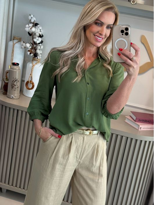 Camisa Lez a Lez Com Mangas 3/4 Com Elásticos Verd... - CS BY KATI