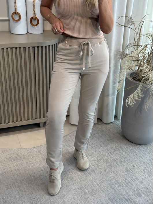 Calça Biamar De Moletom Com Cordão Bege 0606 - k11... - KATI MODAS