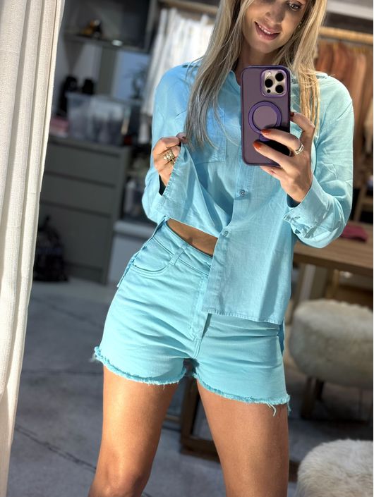 Shorts Ambicione Azul Turquesa 0609 - K19360AM - KATI MODAS