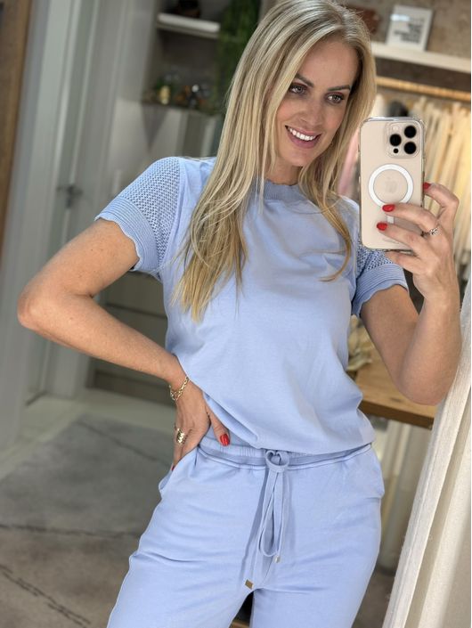 Blusa Biamar Manga curta Vazada Azul Claro 1507 -... - KATI MODAS