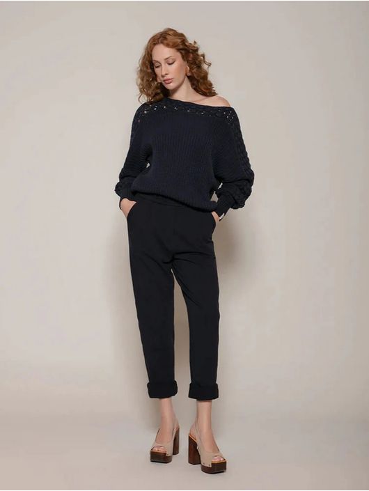 Calça Biamar Com Detalhe No Cós Elástico Na Cintur... - KATI MODAS