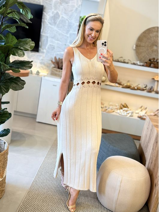 Vestido Le Bongã Tricô Regata Bege 0112 - K24078LB... - KATI MODAS