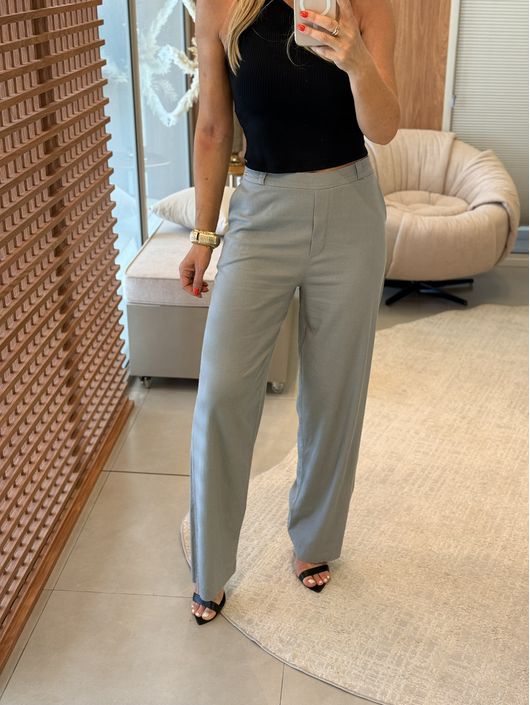 Calça Biamar Reta Com Bolsos Faca Cinza 2611 - K12... - KATI MODAS