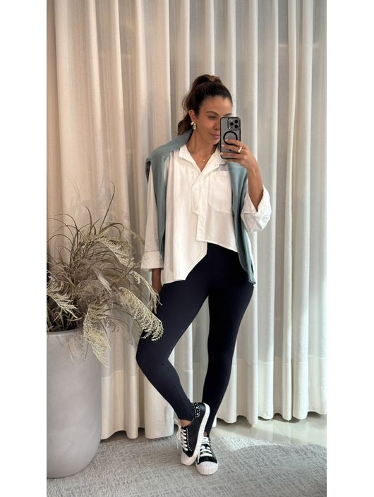 Camisa Biamar Assimétrica Com Bolso Frontal Off wh... - KATI MODAS