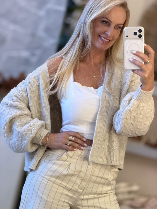 Casaco Abenção Curto Com Botões Frontais Bege 0701... - KATI MODAS