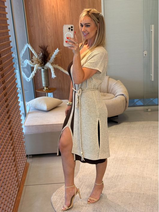 Colete Le Bongã Alongado Natural 2611 - K24045LB - KATI MODAS