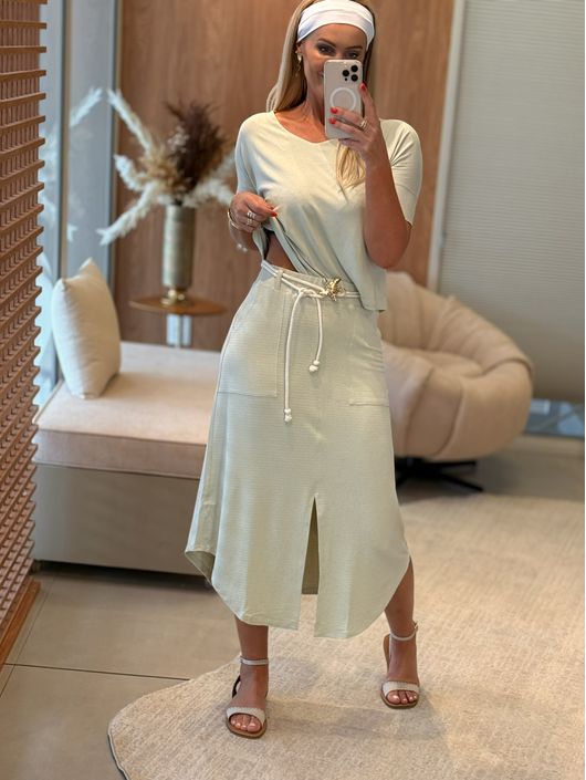 Conjunto Iconica Blusa E Saia Verde 1711 - K25112... - KATI MODAS