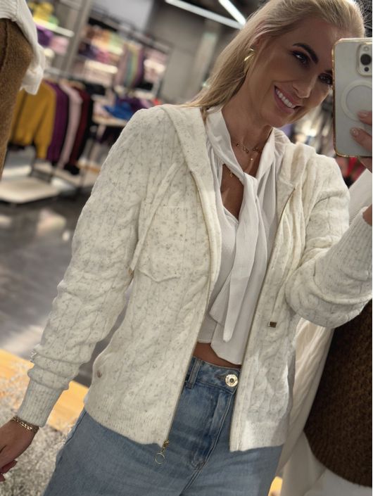 Casaco Biamar Com Fechamento Em Ziper Off White -... - KATI MODAS