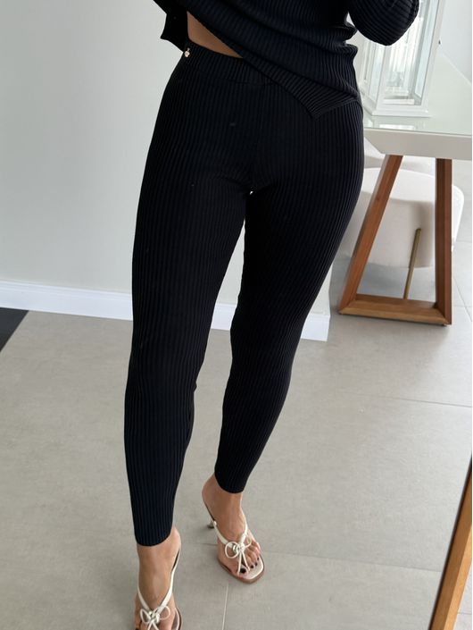 Calça Abenção Canelada Preto - K11758AB - KATI MODAS