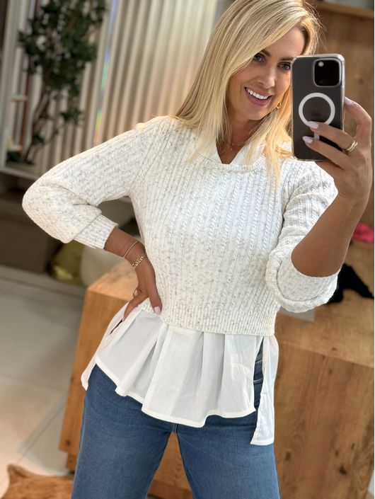 Blusa Abenção Trançada Decote U Off White - K1172... - KATI MODAS