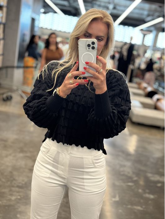 Blusa Biamar Em Ponto Laka Preto - K11829B - KATI MODAS
