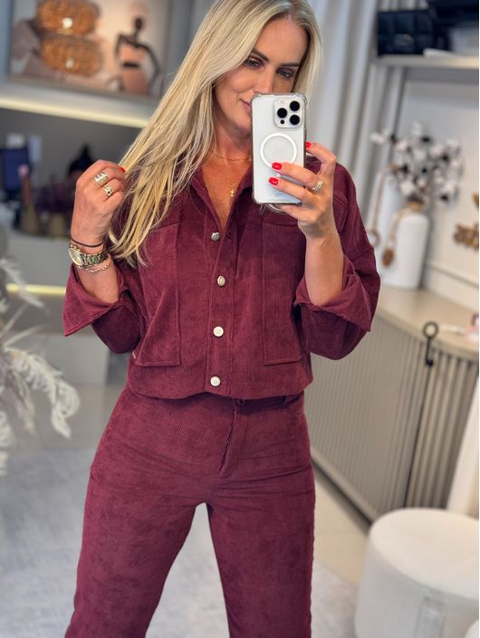 Jaqueta Biamar De Cotele Bordo - K11583B - KATI MODAS