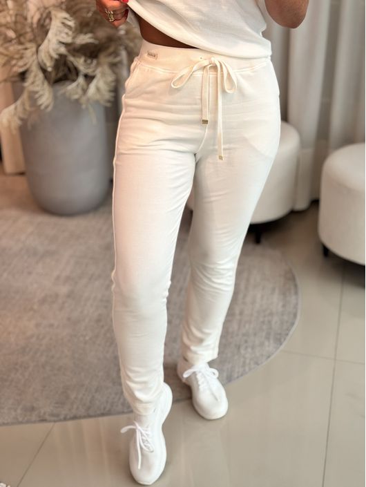 Calça Biamar De Moletom Com Cordão Off White - K1... - KATI MODAS