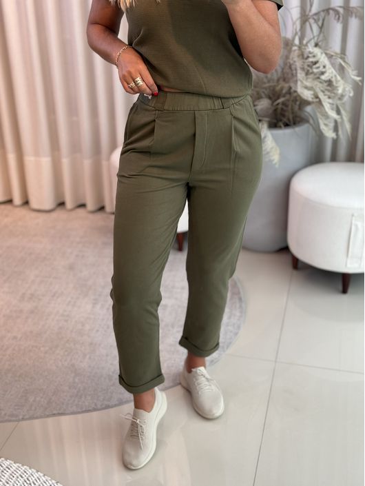 Calça Biamar De Algodão Verde - K11579B - KATI MODAS