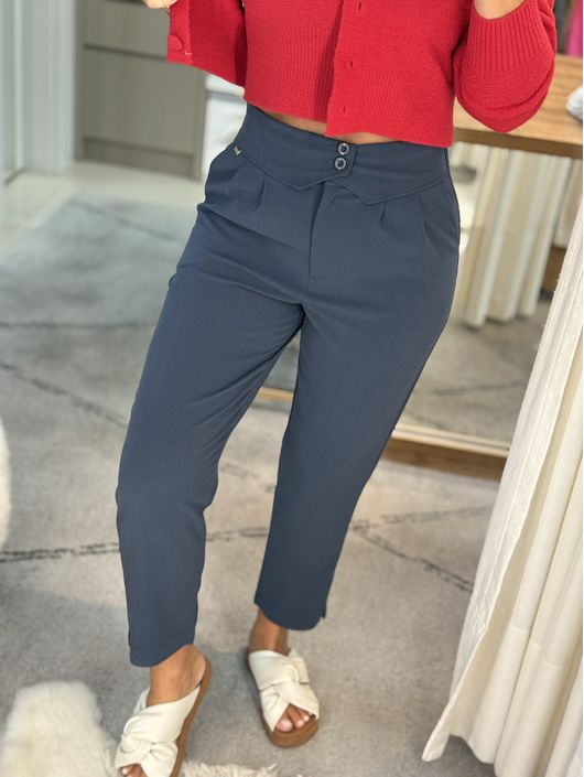 Calça Afaiataria Biamar Com Detalhe No Cós Cinza ... - KATI MODAS