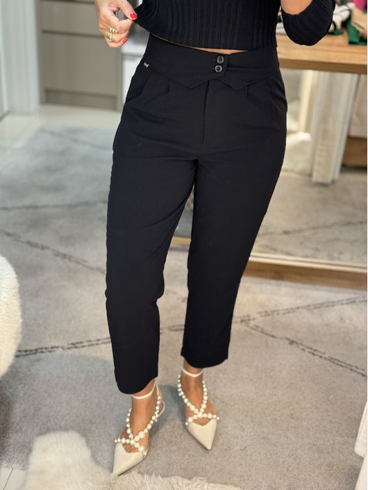 Calça Afaiataria Biamar Com Detalhe No Cós Preto -... - KATI MODAS
