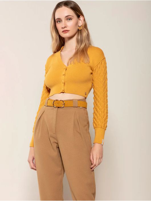 Casaco Biamar Ponto Escama Amarelo - K11832B - KATI MODAS