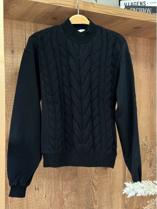 Blusa Abenção Trançada Com Moletom Preto - K11761A... - KATI MODAS