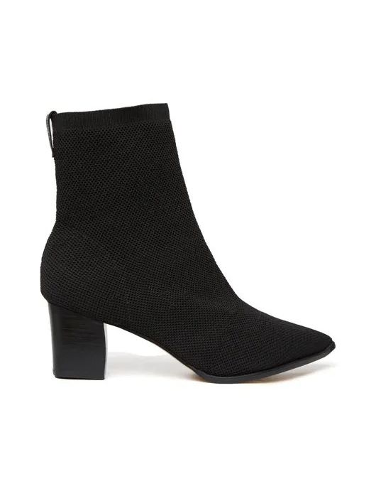 Bota De Tricô Com Bico Fino Preto - K29018AM - KATI MODAS