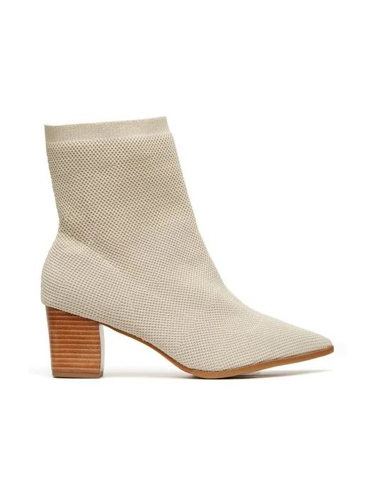 Bota De Tricô Com Bico Fino Areia - K29018AM - KATI MODAS