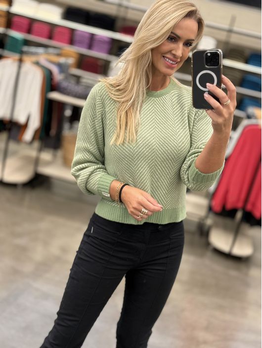 Blusa Biamar Listrada Em Fio Pluma Verde 1905 - K... - KATI MODAS