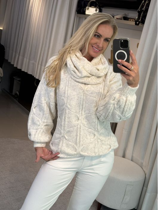 Blusa Biamar Com Gola Removível off - K11856B - KATI MODAS