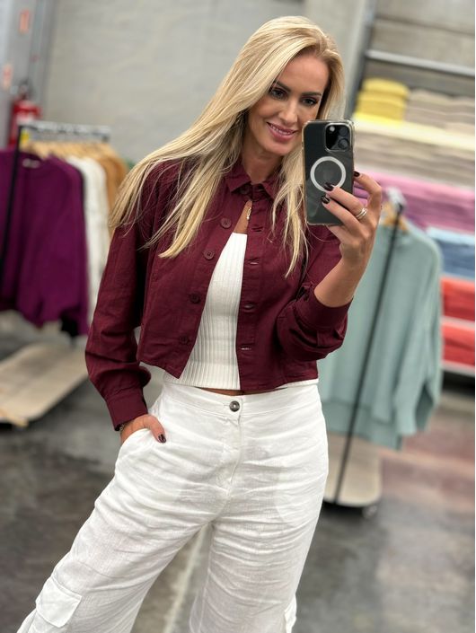 Casaco Biamar Sarja Com Tricô Bordo 0605 - K11289B - KATI MODAS