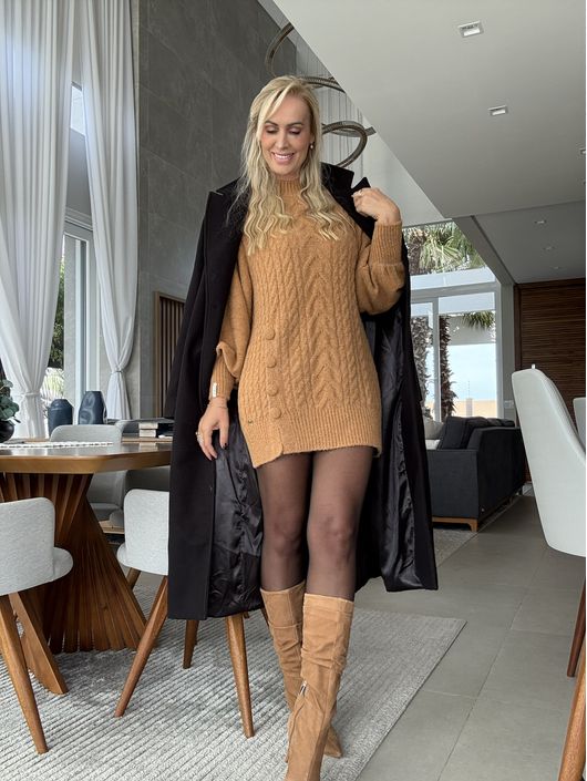 Vestido Biamar Curto Caramelo Com Botões 0205 - K1... - KATI MODAS