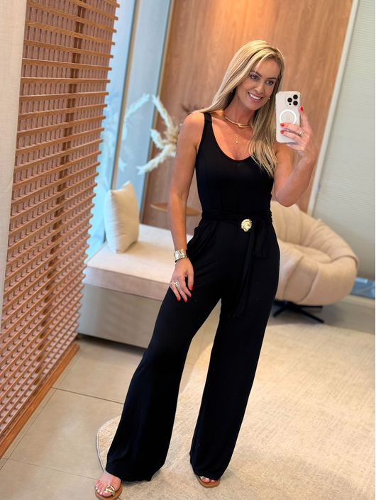 Macacão Icônica Liso Preto 1711 - K25115IC - KATI MODAS