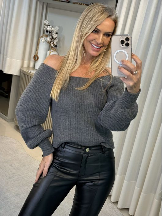 Blusa Biamar Ombro a Ombro Cinza Escuro 2606 - K10... - KATI MODAS