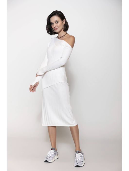 Blusa Biamar Canelada De Ombro Único Off White 170... - KATI MODAS