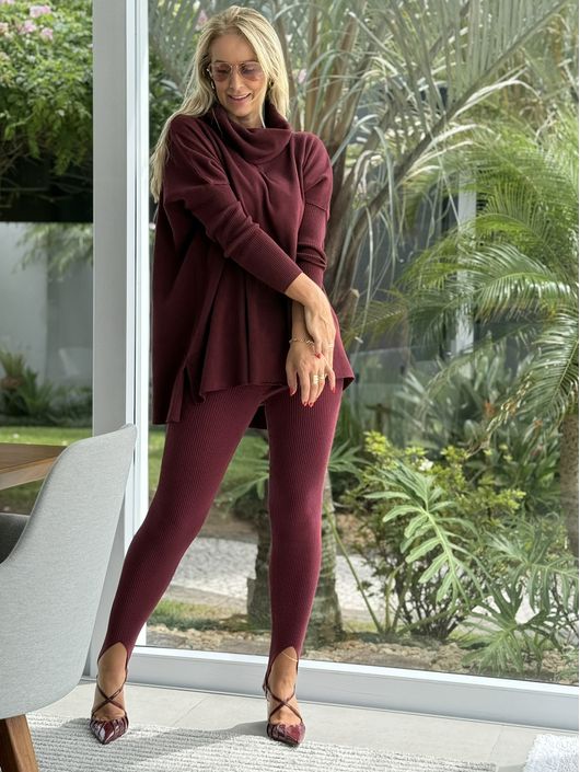Blusa Biamar De Ampla Com Gola Boba Bordo - K1176... - KATI MODAS