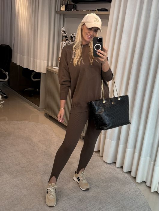 Blusa Biamar Alongada Em Algodão Marrom 2205 - K11... - KATI MODAS