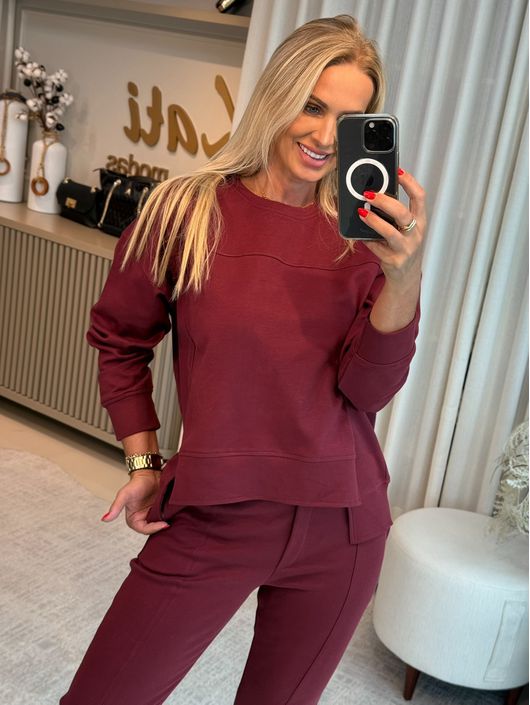 Blusa Biamar De Moletom Bordo - K12002B - KATI MODAS