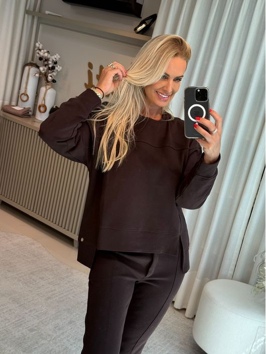 Blusa Biamar De Moletom Marrom - K12002B - KATI MODAS