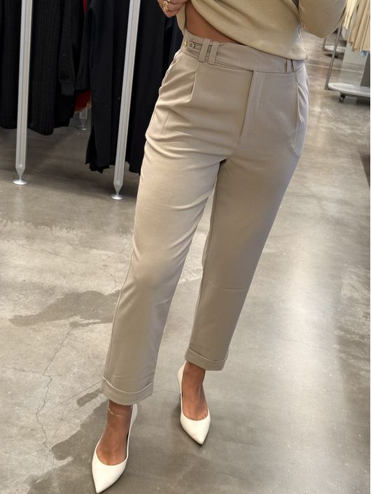 Calça Abenção Alfaiataria Com Bolso Faca Bege - K1... - KATI MODAS