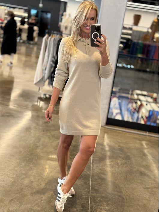 Vestido Biamar Fio Pluma Com Gola Polo bege 2404 -... - KATI MODAS
