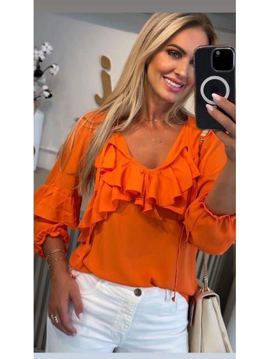 Bata Boho Com Babados Laranja - K02971CG - KATI MODAS