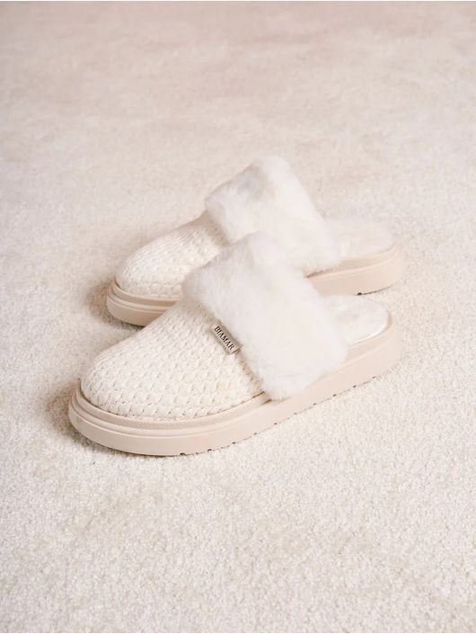 Pantufa Biamar Com Pele Branco - K50016B - KATI MODAS