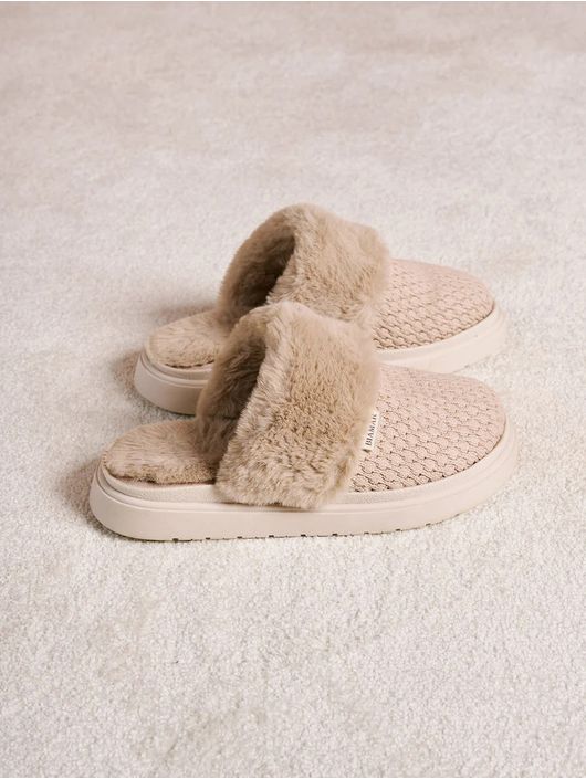 Pantufa Biamar Com Pele Bege - K50016B - KATI MODAS