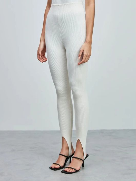 Calça Fuso Canelada Off white - K046667AM - KATI MODAS